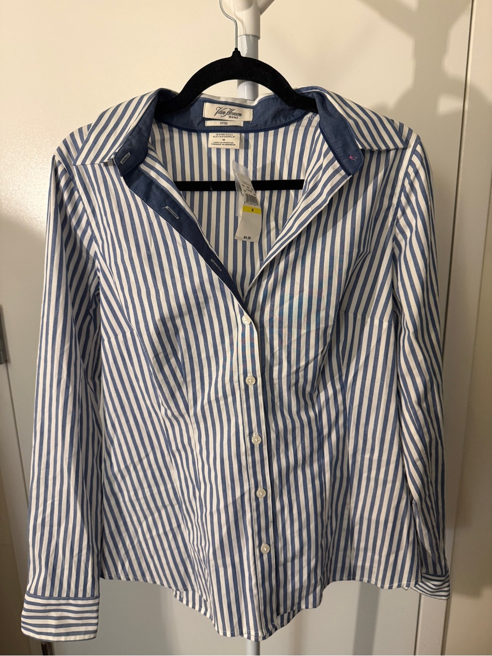 Van Heusen Blue and White Striped Women's Button-Down Shirt